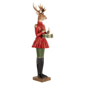 Figurina Ren Craciun polirasina multicolora 23x19x77 cm