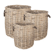 Set 3 cosuri ratan bej (3) Ø 60x54 cm / Ø 50x50 cm / Ø 40x44 cm