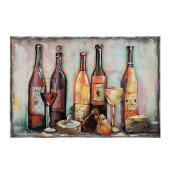 Tablou decorativ metal multicolor Wine 120x6x80 cm