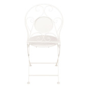 Set 2 scaune pliabile si 1 masa din fier alb Ø 60 cm x 70 h 