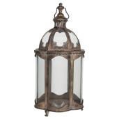 Felinar metal cupru sticla 34x32x69 cm
