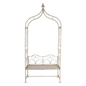 Banca gradina cu pergola flori fier alb 108x41x239 cm