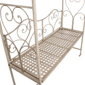 Banca gradina cu pergola flori fier alb 108x41x239 cm