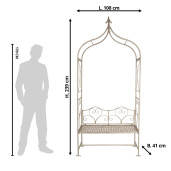 Banca gradina cu pergola flori fier alb 108x41x239 cm