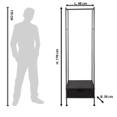 Suport haine fier negru 48x30x170 cm