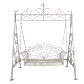 Balansoar gradina fier alb antichizat 173x96x213 cm