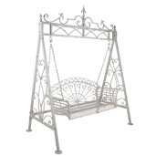 Balansoar gradina fier alb antichizat 173x96x213 cm