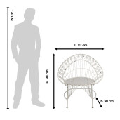 Scaun gradina fier alb antichizat 82x50x90 cm