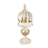 Decoratiune Coroana fier bej auriu vintage 22x53 cm