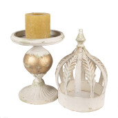 Decoratiune Coroana fier bej auriu vintage 22x53 cm