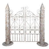 Poarta gradina decorativa fier alb maro 163x40x157 cm
