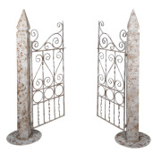 Poarta gradina decorativa fier alb maro 163x40x157 cm