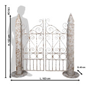 Poarta gradina decorativa fier alb maro 163x40x157 cm