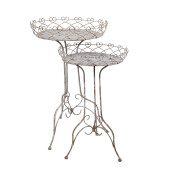 Set 2 suporturi flori fier alb maro 52x84cm, 42x66 cm