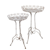 Set 2 suporturi flori fier alb maro 52x84cm, 42x66 cm