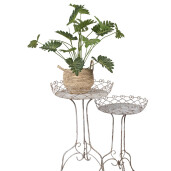 Set 2 suporturi flori fier alb maro 52x84cm, 42x66 cm