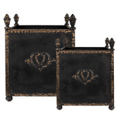 Set ghivece metal negru maro 42x42x51 cm, 32x32x41 cm