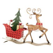 Decoratiune Craciun Ren cu Sanie metal multicolor 68x11x50 cm