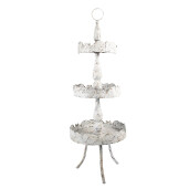Platou decorativ supraetajat metal bej maro vintage Ø 36x104 cm