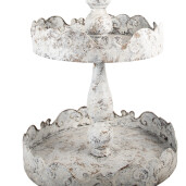 Platou decorativ supraetajat metal bej maro vintage Ø 36x104 cm