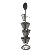 Suport ghivece flori metal gri maro Ø 36x165 cm