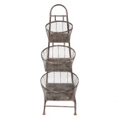 Raft cu 3 cosuri metal maro 43x43x116 cm