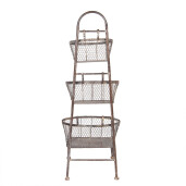 Raft cu 3 cosuri metal maro 43x43x116 cm