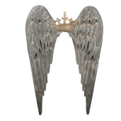 Decoratiune Aripi Inger, perete, metal gri auriu 46x4x65 cm