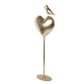 Decoratiune Inimioara cu Pasare metal auriu 24x11x68 cm