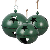 Set 3 clopotei Craciun metal verde  Ø 60 / Ø 50 / Ø 40 cm