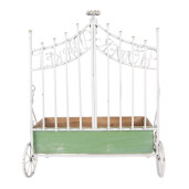 Suport ghivece flori metal alb vintage lemn multicolor 42x23x57 cm