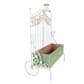 Suport ghivece flori metal alb vintage lemn multicolor 42x23x57 cm