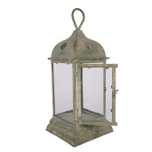 Felinar metal verde vintage 20x20x49 cm