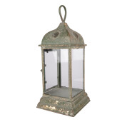 Felinar metal verde vintage 20x20x49 cm