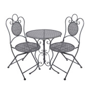 Set mobilier gradina masa, 2 scaune fier gri antracit Ø 60x71 cm / 50x40x93 cm (2)