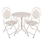 Set mobilier gradina masa 2 scaune fier alb Ø 60x74 / 50x40x92 cm (2)