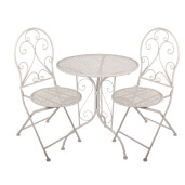 Set mobilier gradina masa, 2 scaune fier alb  Ø 60x70 cm / 39x39x94 cm (2)