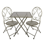 Set mobilier gradina masa, 2 scaune fier verde 60x60x70 cm / 50x40x93 cm (2)