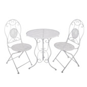 Set mobilier gradina masa, 2 scaune fier alb Ø 60x70 cm / 50x40x93 cm (2)