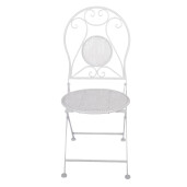Set mobilier gradina masa, 2 scaune fier alb Ø 60x70 cm / 50x40x93 cm (2)