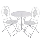 Set mobilier gradina masa, 2 scaune fier alb II Ø 60x70 cm / 50x40x93 cm (2)