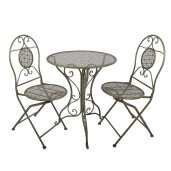 Set mobilier gradina masa, 2 scaune fier verde Ø 60x70 cm / 50x40x93 cm (2)