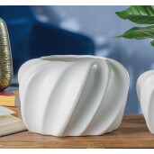 Vaza flori ceramica alba Polka 26,5 x16 cm