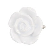 Set 2 butoni mobilier ceramica alba Floare Ø 4x3 cm