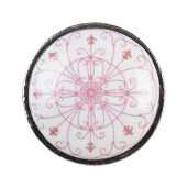 Buton mobilier ceramica alba roz fier argintiu Ø 3x2 cm