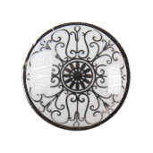 Set 2 butoni mobilier ceramica gri alba fier argintiu Ø 3x2 cm