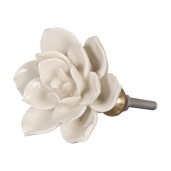 Set 2 butoni mobilier ceramica alba Floare Ø 5x4 cm