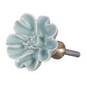 Set 2 butoni mobilier ceramica albastra Floare Ø 5x3 cm