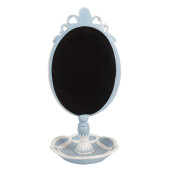 Oglinda masa polirasina alba albastra 14x14x28 cm