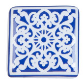 Set 4 butoni mobilier ceramica albastra alba 3x2x3 cm